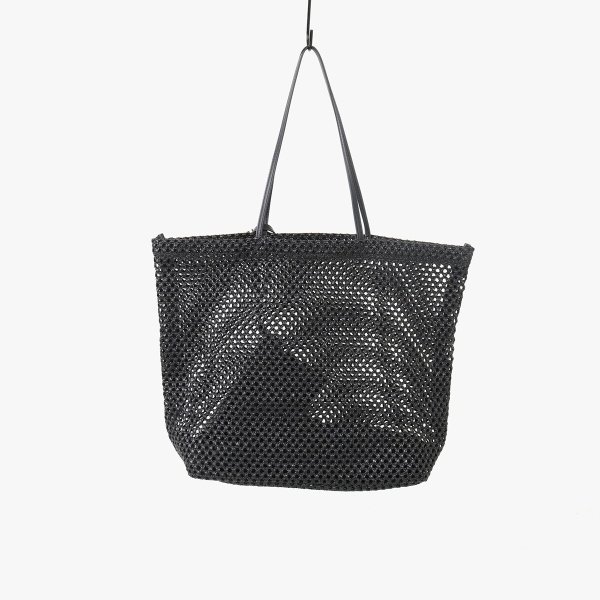 Women's Black Woven Tote Bag With Pouch - Image 3