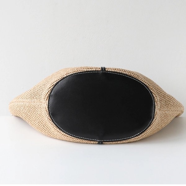 Women's Woven Tote Bag With Leather Trim - Image 3